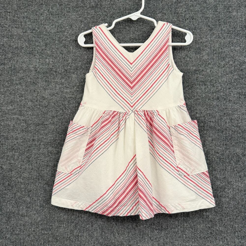 Genuine Kids Oshkosh Girls Red White Blue Sleeveless Dress Size 2T Cotton Lined